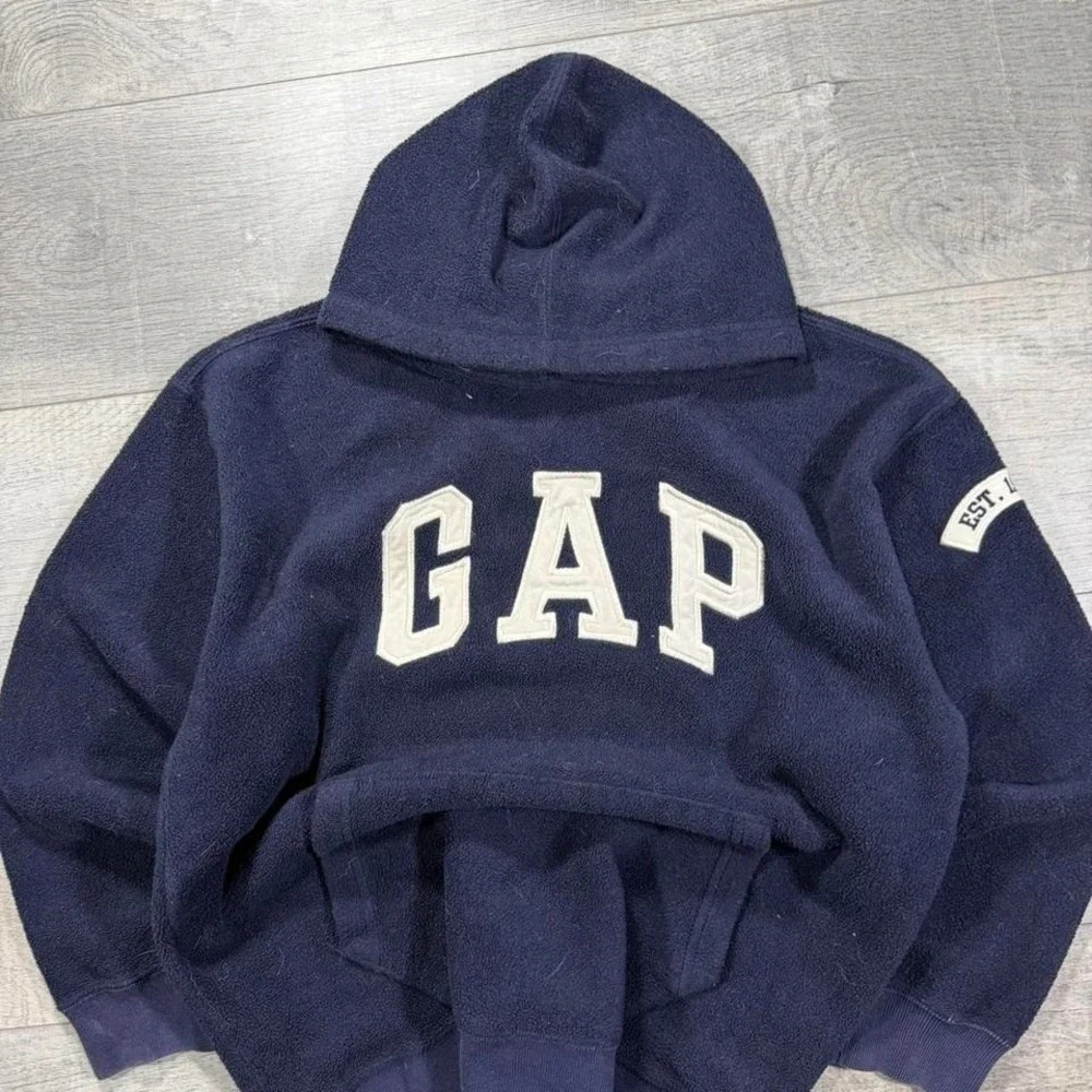 Vintage 2000s embroidered gap Sherpa fleece pullover hoodie size boys - Picture 2 of 5